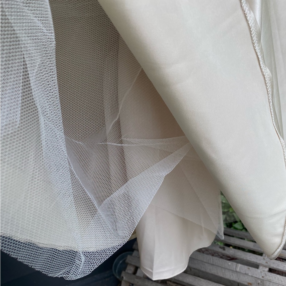 Mother of the Bride Tea Length V Neck Satin Dress - Picture 9 of 12